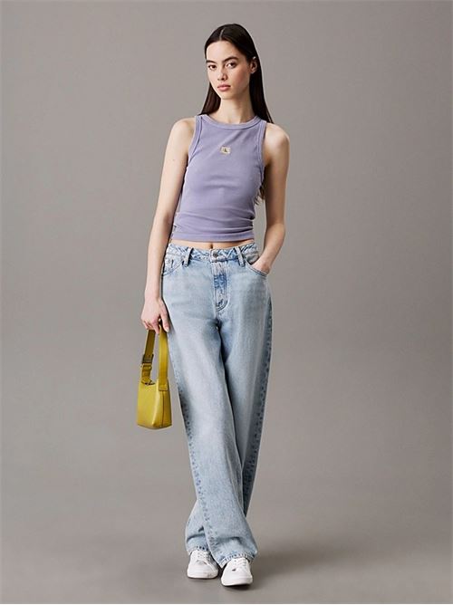 washed woven label rib tank top CALVIN KLEIN JEANS | J20J225311VFV